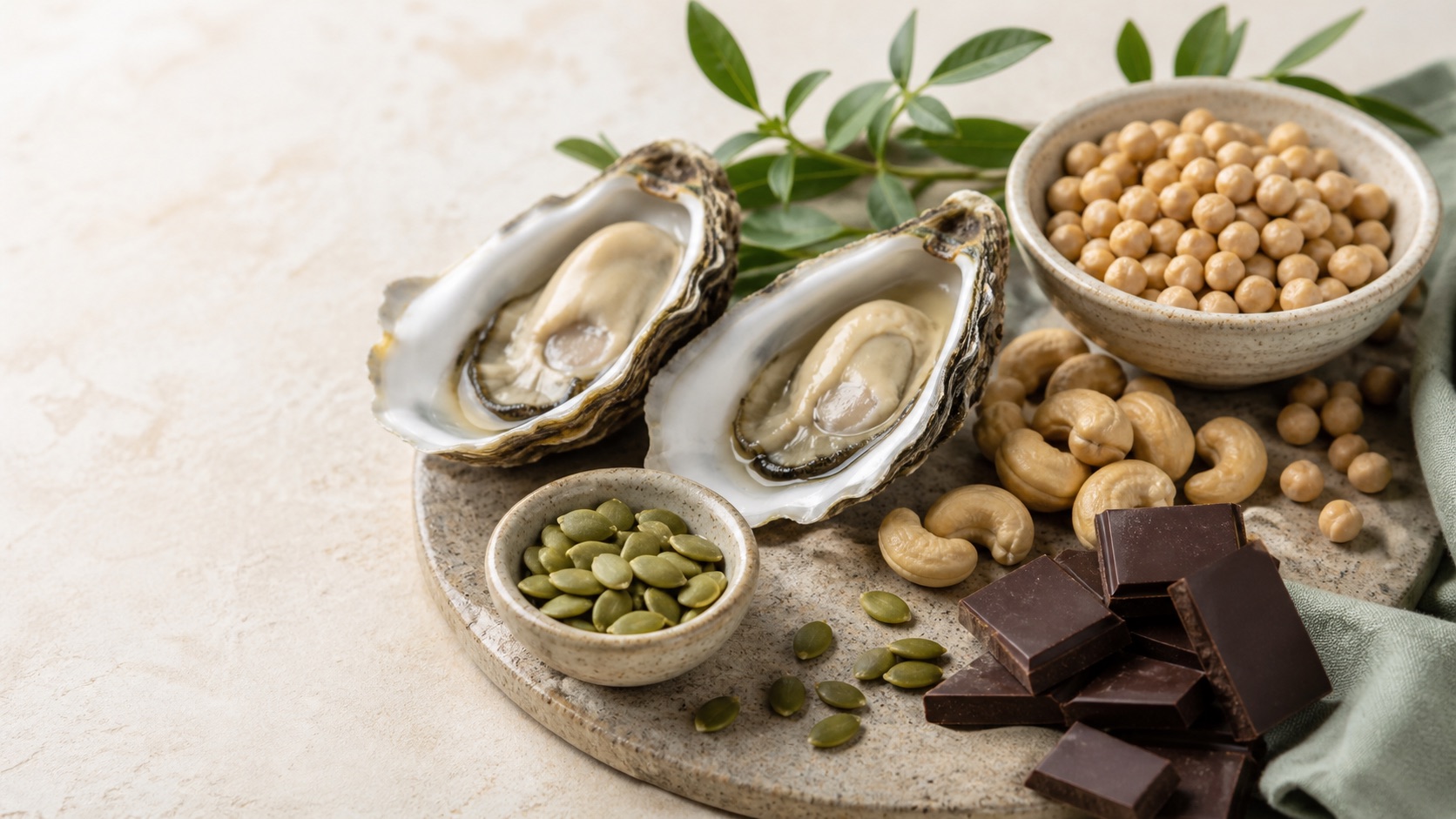 Austern, Kürbiskerne, Cashews und weitere natürliche Zinkquellen